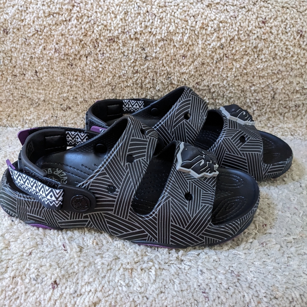 NWOT Crocs Black Panther Wakanda Forever Sandals